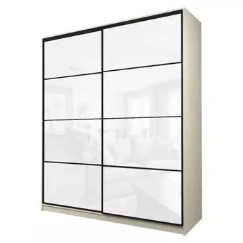 Шкаф-купе Max-МШ-23-6-22/2-22, 22006002300 мм, цвет дуб молочный / стекло белое