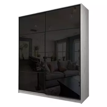 Шкаф-купе Max-МШ-23-6-22/2-22, 22006002300 мм, цвет дуб крафт белый / стекло чёрное