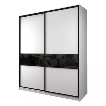 Шкаф-купе Max-МШ-23-6-20/2-99, 20006002300 мм, цвет белый шагрень / стекло чёрное