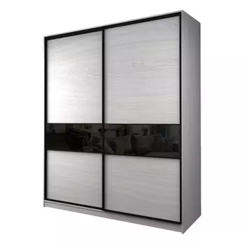 Шкаф-купе Max-МШ-23-6-22/2-99, 22006002300 мм, цвет ясень анкор светлый / стекло чёрное