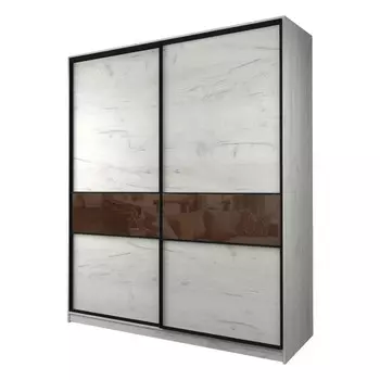 Шкаф-купе Max-МШ-23-6-22/2-99, 22006002300 мм, цвет дуб крафт белый / стекло шоколад