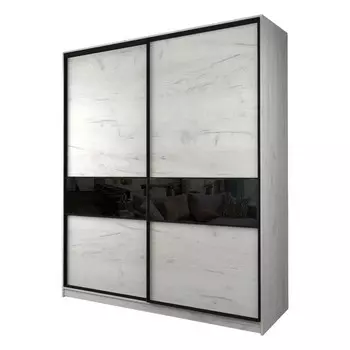 Шкаф-купе Max-МШ-23-6-22/2-99, 22006002300 мм, цвет дуб крафт белый / стекло чёрное