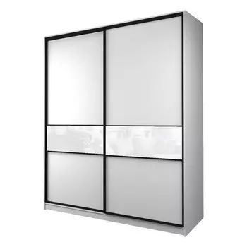 Шкаф-купе Max-МШ-23-6-22/2-99, 22006002300 мм, цвет белый шагрень / стекло белое