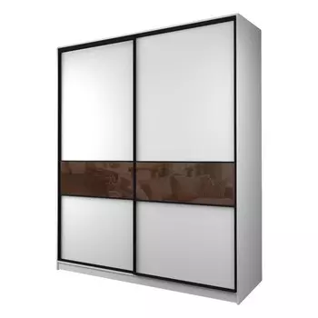 Шкаф-купе Max-МШ-23-6-22/2-99, 22006002300 мм, цвет белый шагрень / стекло шоколад