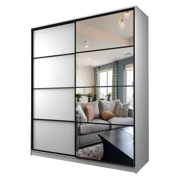 Шкаф-купе Max-МШ-23-6-20/2-15, 20006002300 мм, зеркало, цвет белый шагрень