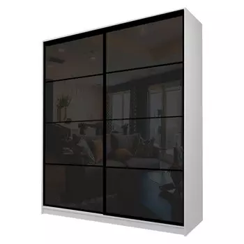 Шкаф-купе Max-МШ-23-6-20/2-22, 20006002300 мм, цвет серый шагрень / стекло чёрное