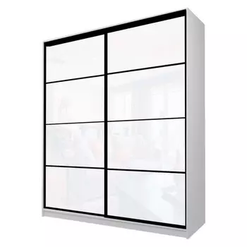 Шкаф-купе Max-МШ-23-6-22/2-22, 22006002300 мм, цвет серый шагрень / стекло белое