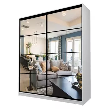 Шкаф-купе Max-МШ-23-6-20/2-55, 20006002300 мм, зеркало, цвет серый шагрень