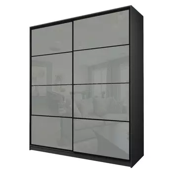 Шкаф-купе Max-МШ-23-6-22/2-22, 22006002300 мм, цвет графит / стекло светло-серое