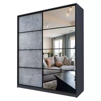 Шкаф-купе Max-МШ-23-6-20/2-15, 20006002300 мм, зеркало, цвет метрополитан грей