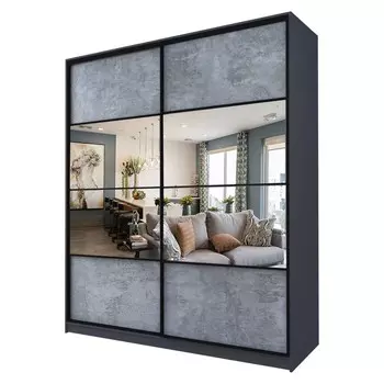 Шкаф-купе Max-МШ-23-6-22/2-77, 22006002300 мм, зеркало, цвет метрополитан грей