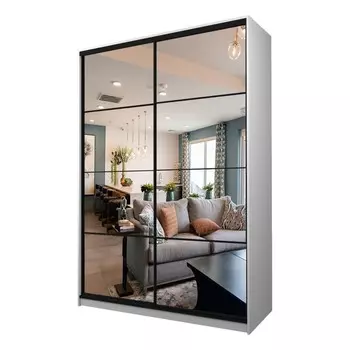 Шкаф-купе Max-МШ-23-6-18-55, 18006002300 мм, зеркало, цвет белый шагрень