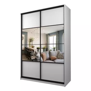 Шкаф-купе Max-МШ-23-6-16-77, 16006002300 мм, зеркало, цвет белый шагрень