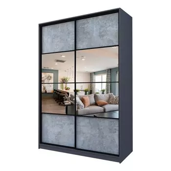 Шкаф-купе Max-МШ-23-6-18-77, 18006002300 мм, зеркало, цвет графит / метрополитан грей