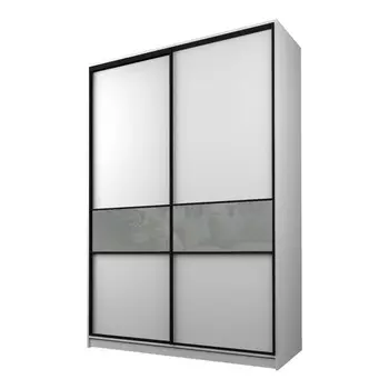 Шкаф-купе Max-МШ-23-6-16-99, 16006002300 мм, цвет белый шагрень / стекло светло-серое