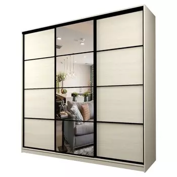 Шкаф-купе Max-МШ-23-6-24-151, 24006002300 мм, зеркало, цвет дуб молочный