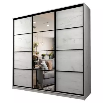 Шкаф-купе Max-МШ-23-6-24-151, 24006002300 мм, зеркало, цвет дуб крафт белый