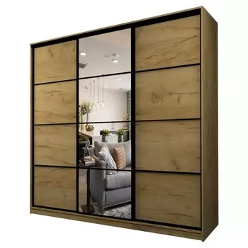 Шкаф-купе Max-МШ-23-6-27-151, 26666002300 мм, зеркало, цвет дуб крафт золотой