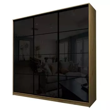 Шкаф-купе Max-МШ-23-6-24-222, 24006002300 мм, цвет дуб крафт золотой / стекло чёрное
