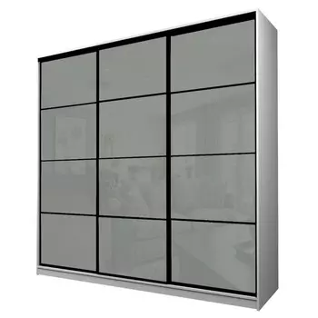 Шкаф-купе Max-МШ-23-6-24-222, 24006002300 мм, цвет белый шагрень / стекло светло-серое