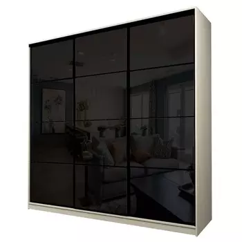 Шкаф-купе Max-МШ-23-6-24-222, 24006002300 мм, цвет дуб молочный / стекло чёрное