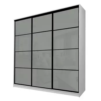 Шкаф-купе Max-МШ-23-6-27-222, 26666002300 мм, цвет серый шагрень / стекло светло-серое