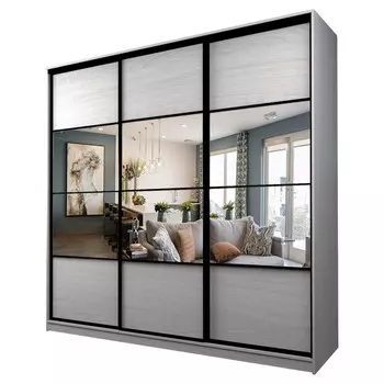 Шкаф-купе Max-МШ-23-6-24/2-777, 24006002300 мм, зеркало, цвет ясень анкор светлый