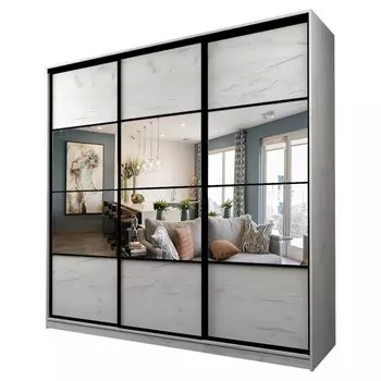 Шкаф-купе Max-МШ-23-6-27/2-777, 26666002300 мм, зеркало, цвет дуб крафт белый