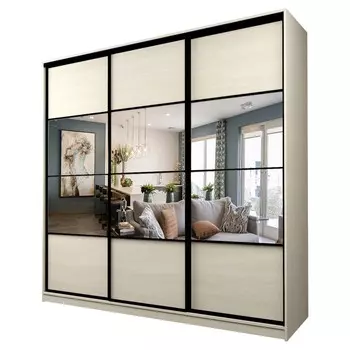 Шкаф-купе Max-МШ-23-6-27/2-777, 26666002300 мм, зеркало, цвет дуб молочный