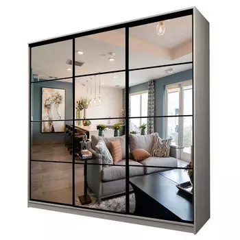 Шкаф-купе Max-МШ-23-6-24/2-555, 24006002300 мм, зеркало, цвет ясень шимо светлый