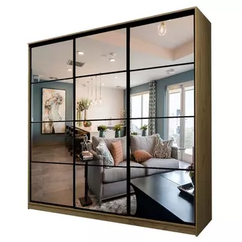 Шкаф-купе Max-МШ-23-6-24/2-555, 24006002300 мм, зеркало, цвет дуб крафт золотой