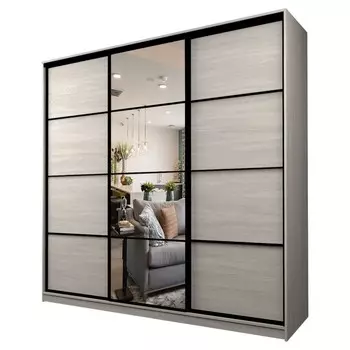 Шкаф-купе Max-МШ-23-6-27/2-151, 26666002300 мм, зеркало, цвет ясень шимо светлый