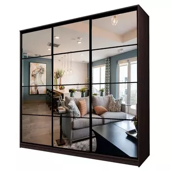 Шкаф-купе Max-МШ-23-6-27/2-555, 26666002300 мм, зеркало, цвет венге