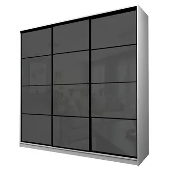 Шкаф-купе Max-МШ-23-6-24/2-222, 24006002300 мм, цвет белый шагрень / стекло тёмно-серое