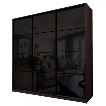 Шкаф-купе Max-МШ-23-6-27/2-222, 26666002300 мм, цвет венге / стекло чёрное