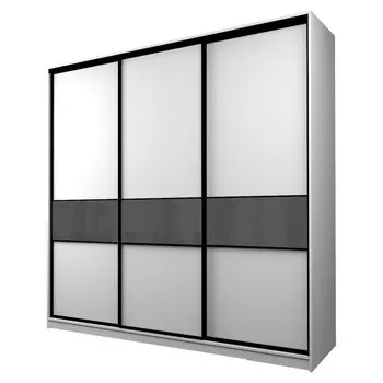 Шкаф-купе Max-МШ-23-6-24/2-999, 24006002300 мм, цвет белый шагрень / стекло тёмно-серое