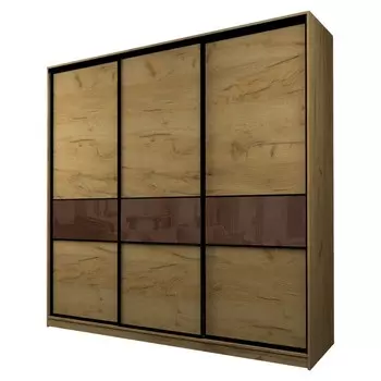 Шкаф-купе Max-МШ-23-6-27/2-999, 26666002300 мм, цвет дуб крафт золотой / стекло шоколад