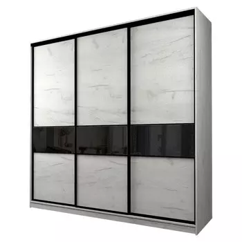 Шкаф-купе Max-МШ-23-6-27/2-999, 26666002300 мм, цвет дуб крафт белый / стекло чёрное