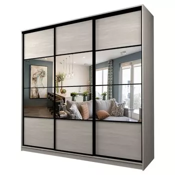 Шкаф-купе Max-МШ-23-6-27/2-777, 26666002300 мм, зеркало, цвет ясень шимо светлый