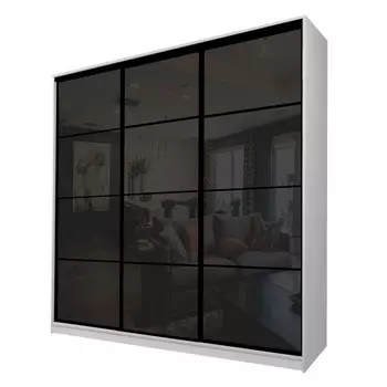 Шкаф-купе Max-МШ-23-6-24/2-222, 24006002300 мм, цвет серый шагрень / стекло чёрное