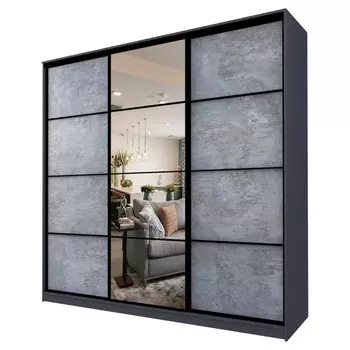 Шкаф-купе Max-МШ-23-6-24/2-151, 24006002300 мм, зеркало, цвет метрополитан грей