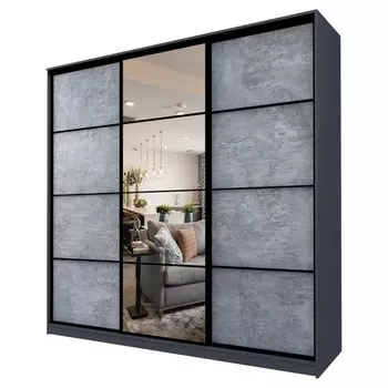 Шкаф-купе Max-МШ-23-6-27/2-151, 26666002300 мм, зеркало, цвет метрополитан грей