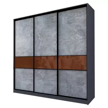 Шкаф-купе Max-МШ-23-6-27/2-999, 26666002300 мм, цвет метрополитан грей / стекло шоколад