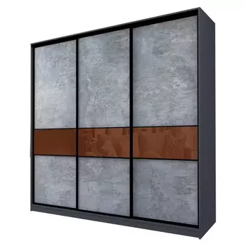 Шкаф-купе Max-МШ-23-6-24/2-999, 24006002300 мм, цвет метрополитан грей / стекло шоколад