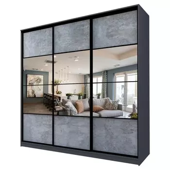 Шкаф-купе Max-МШ-23-6-24/2-777, 24006002300 мм, зеркало, цвет метрополитан грей