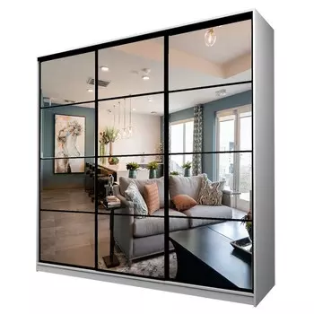 Шкаф-купе 3-х дверный Max 555, 24006002300 мм, зеркало, цвет белый шагрень