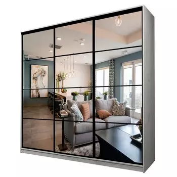 Шкаф-купе Max-МШ-23-6-24-555, 24006002300 мм, зеркало, цвет дуб крафт белый