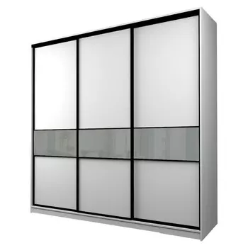 Шкаф-купе Max-МШ-23-6-27-999, 26666002300 мм, цвет белый шагрень / стекло светло-серое