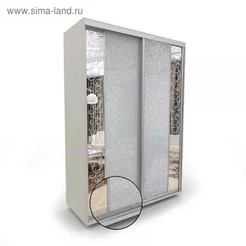 Шкаф-купе «Акцент-Вера», 1000х600х2310 мм, экокожа «Лоза серебро», выбеленное дерево