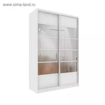 Шкаф-купе Добротный 2 зеркала+ЛДСП Белый